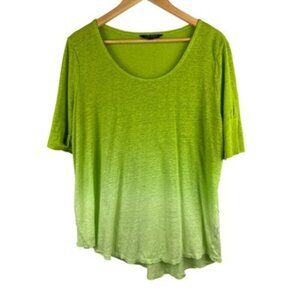 Ralph Lauren Womens 2X Green Ombré Linen T-Shirt